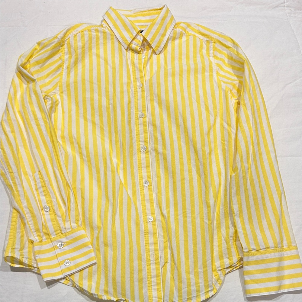 Banana Republic Yellow and White Striped Shirt